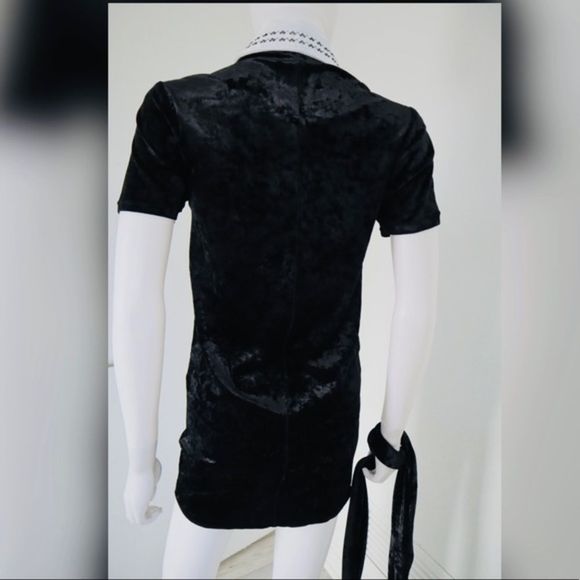 Handmade Black Witchy, Goth Velour Spandex Courtney Love Button Up Mini Dress S - Picture 8 of 9